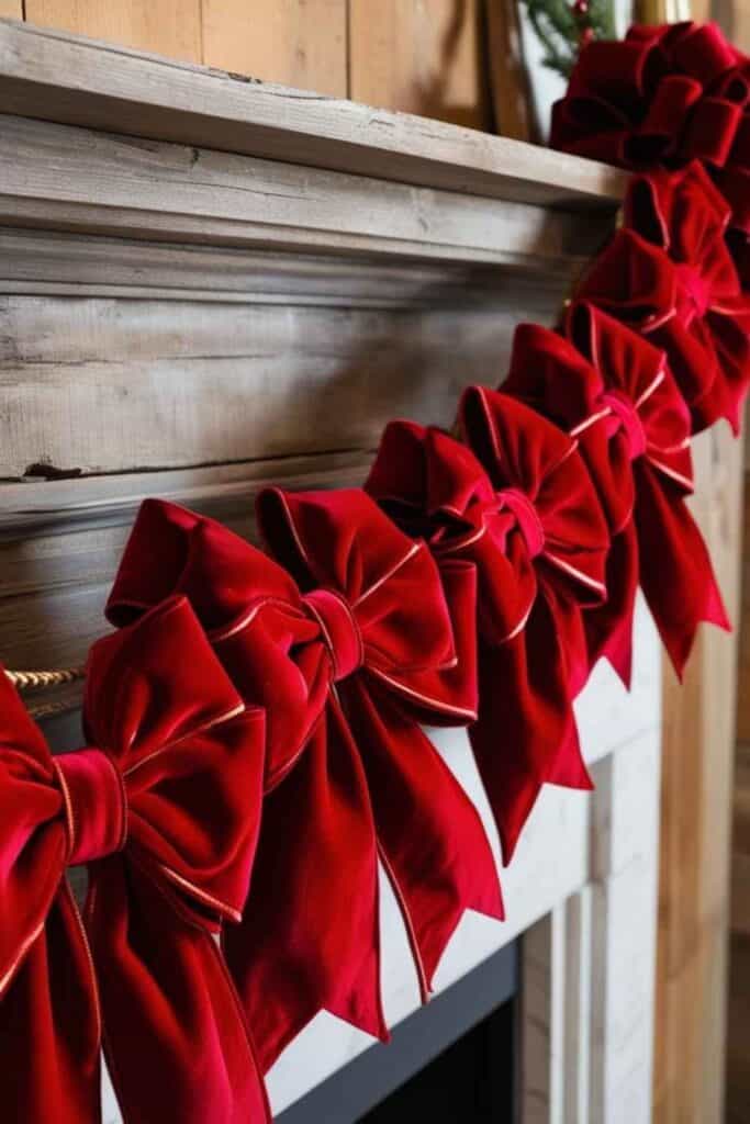 vintage valentines red bow garland