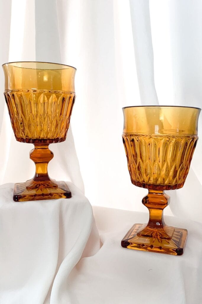 vintage coloured goblets in amber 