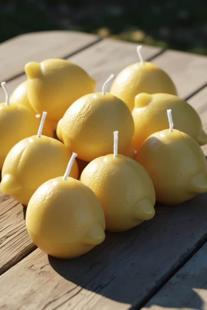 citrus themed bridal shower - lemon shaped candles 