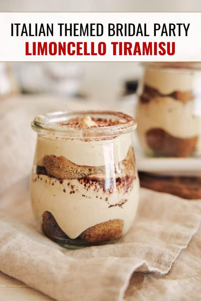 limoncello tiramisu in a glass jar on a table