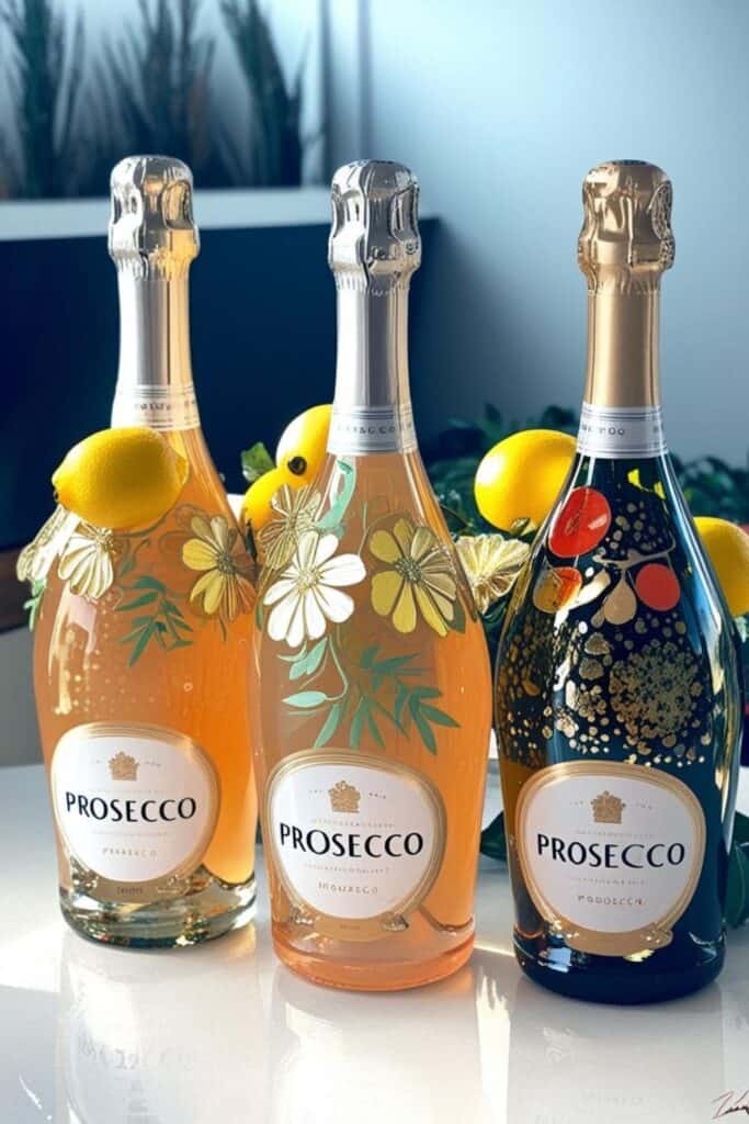 painted prosecco bottles