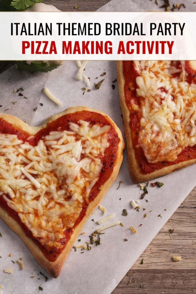 heart shaped hand made pizza for bridal shower activity