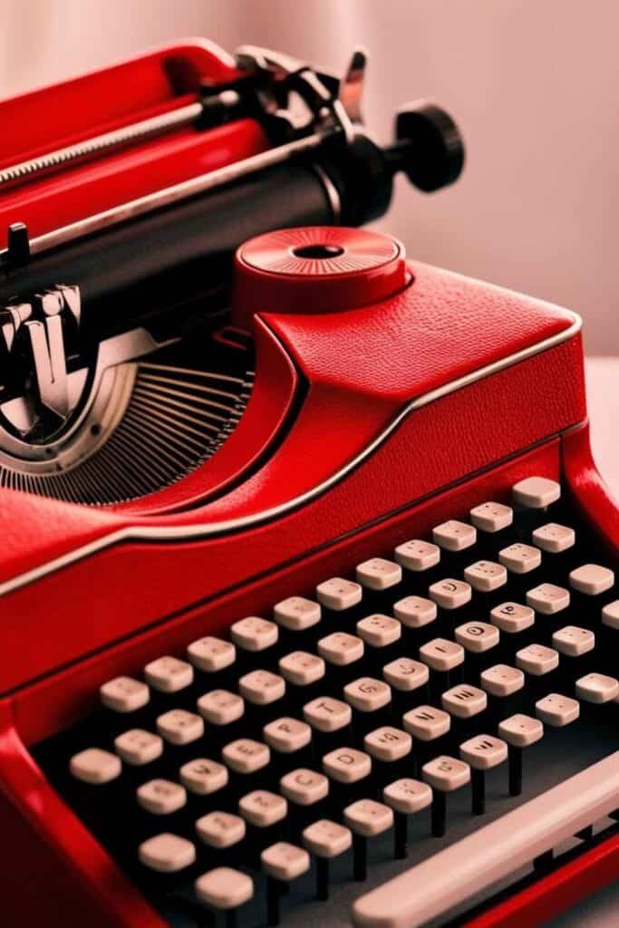 red typewriter for love letters