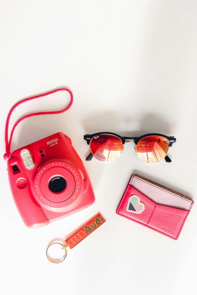 pink polaroid camera for slumber party