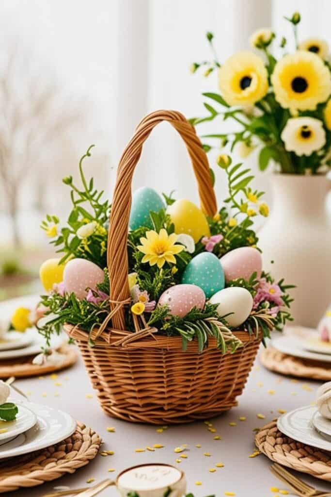 easter basket spring centerpiece