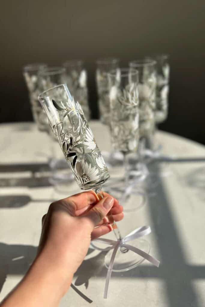 hand painted wine glass - bridal shower gifts