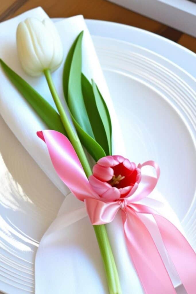 tulip and ribbon place setting 