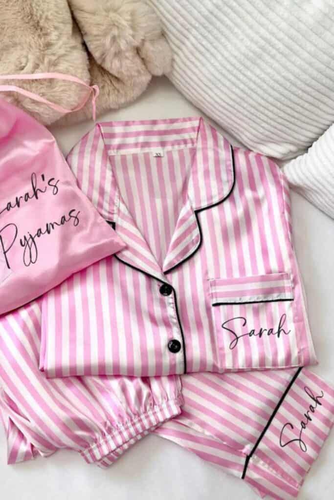 pink satin pjs 