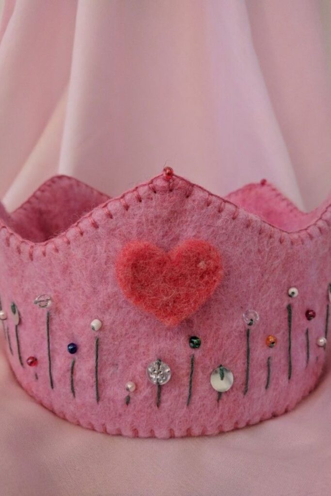 pink crown crafting for slumber party