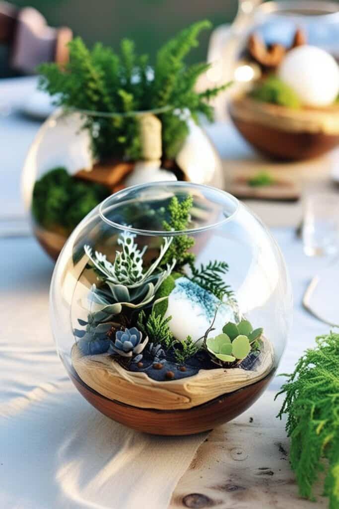 terrarium spring centerpiece for wedding