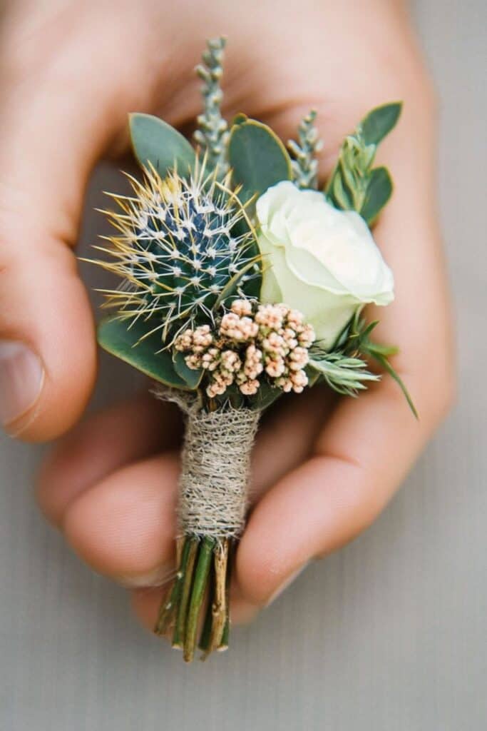 green cactus boutonniere