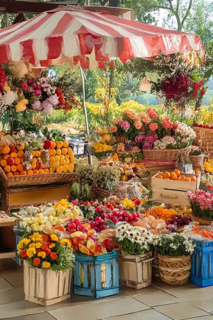 flower market at backyard wedding