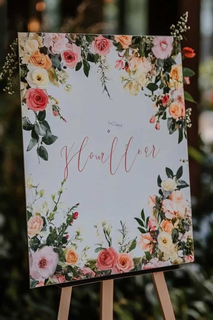 floral wedding welcome sign