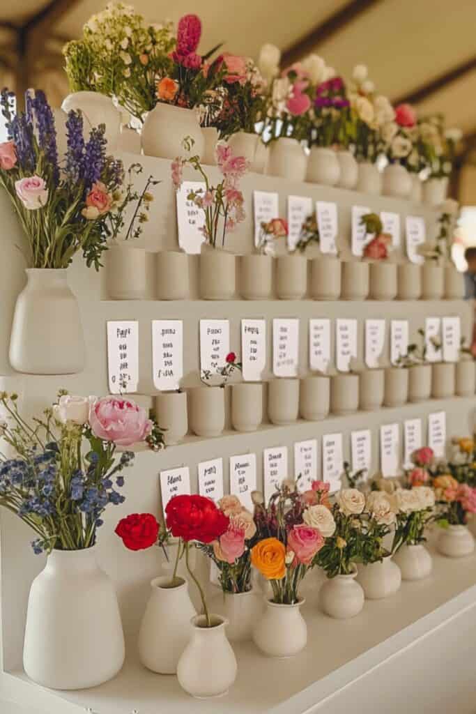 whimsical garden wedding seating plan idea