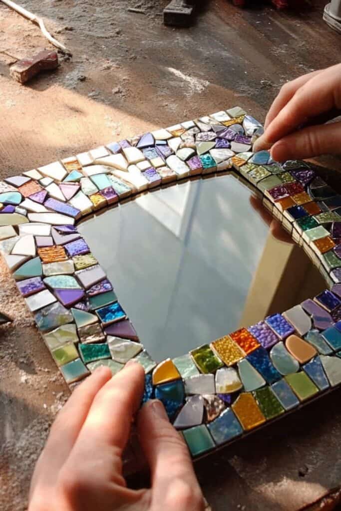 mosaic mirror DIY activity