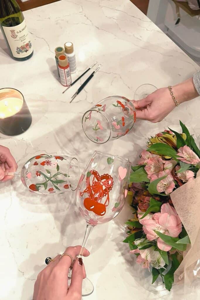 wine glass painting activity 