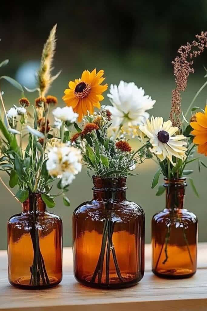 amber bottle vases