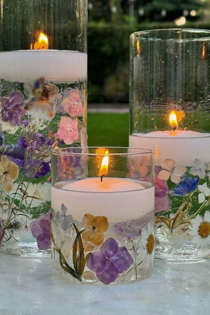 pressed flowers floating candles