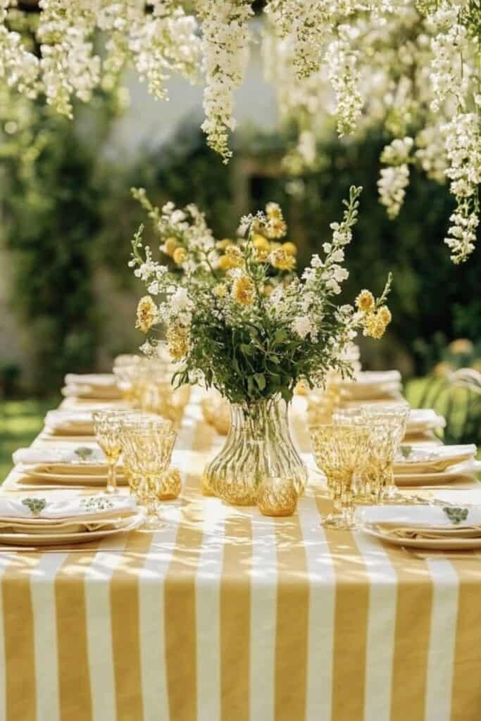 yellow tablecloth summer decor