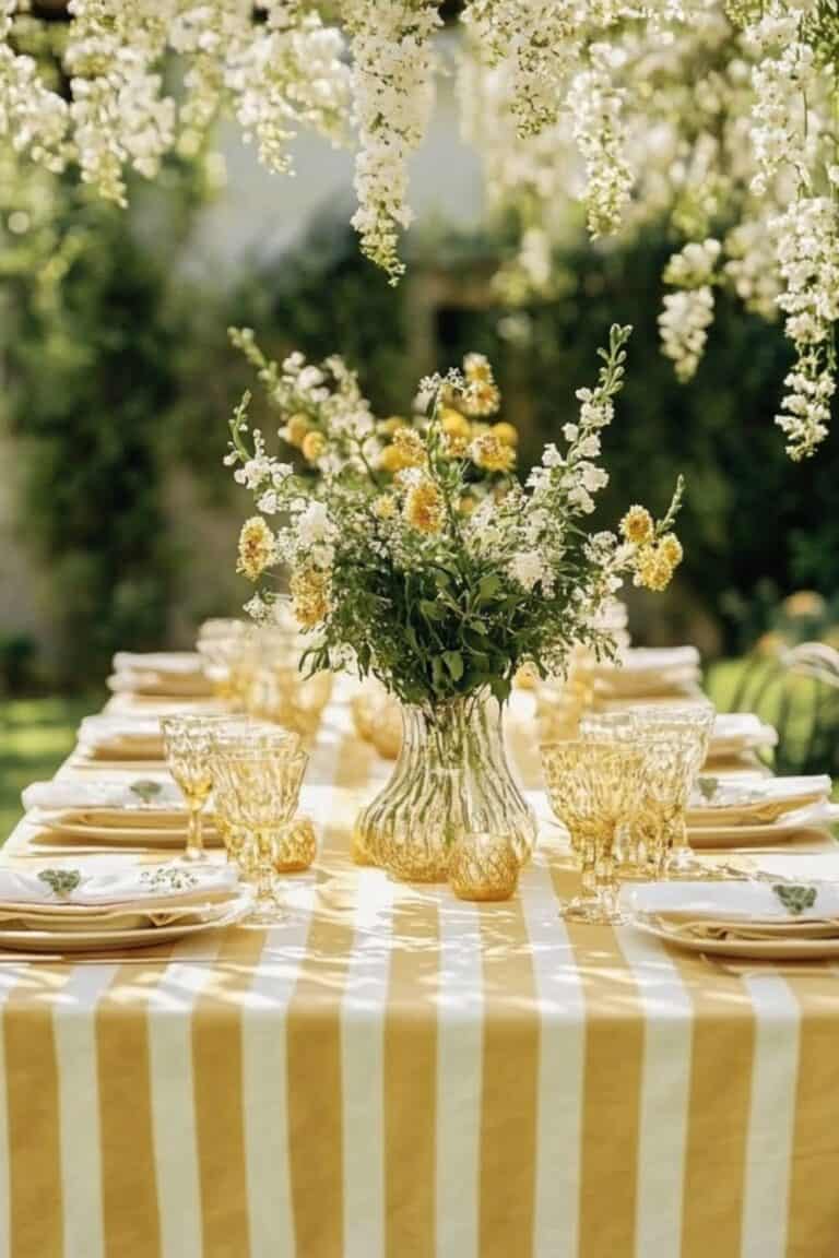 yellow tablecloth summer decor