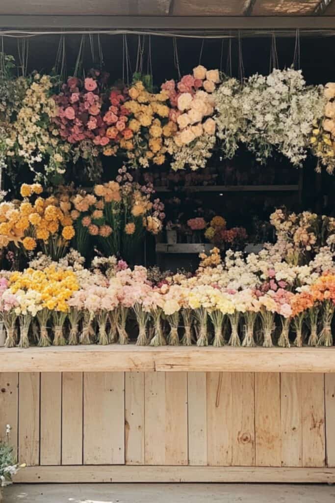 DIY FLower bar for garden wedding 