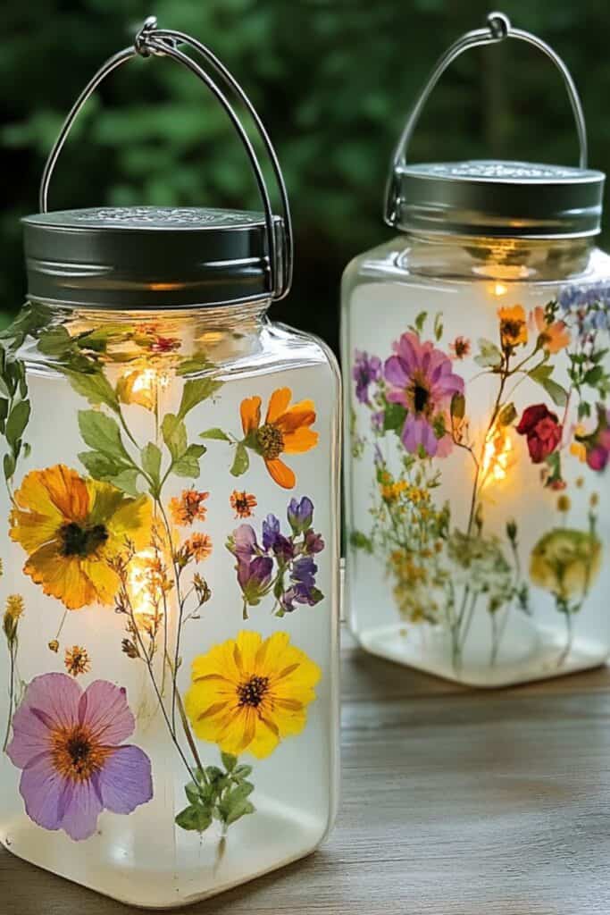 pressed flower lanterns DIY