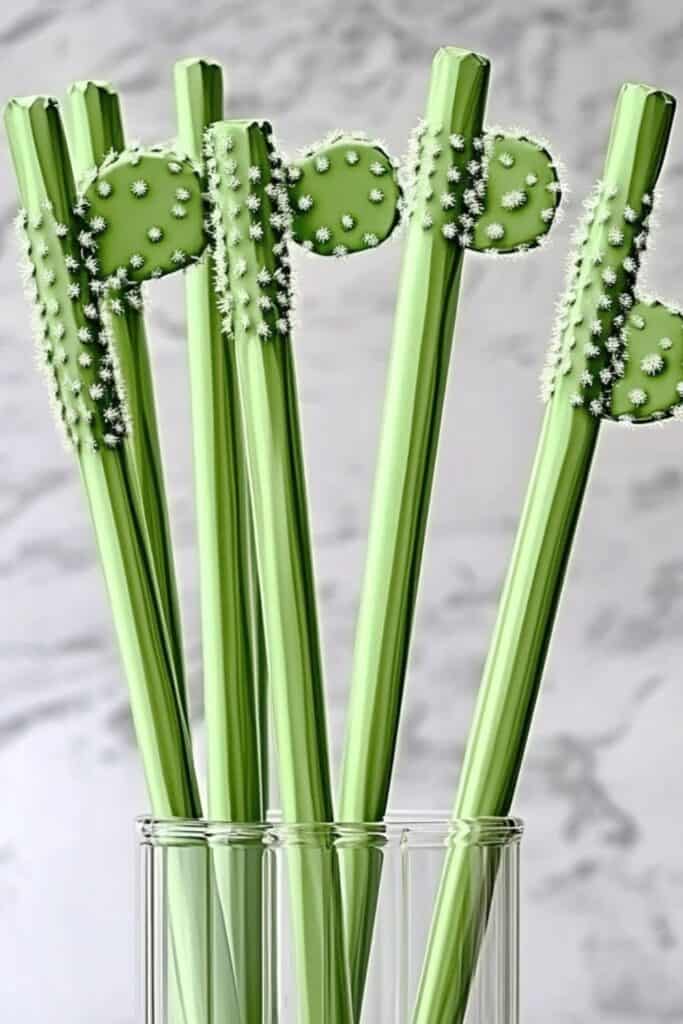 green cactus straws for party