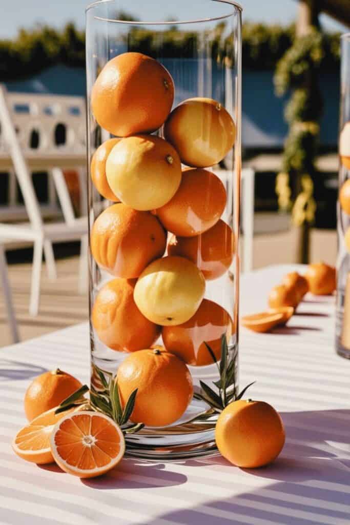 oranges in vases table decor