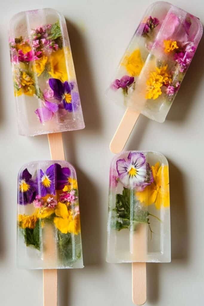 floral ice lollies for garden wedding