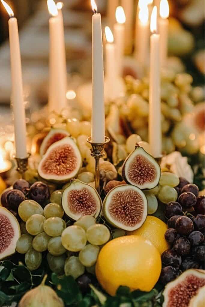 grapes and lemons table decor