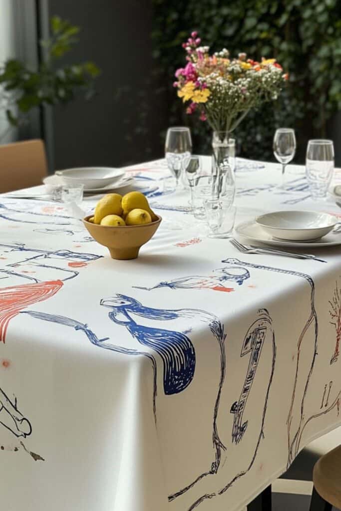 hand drawn table cloth