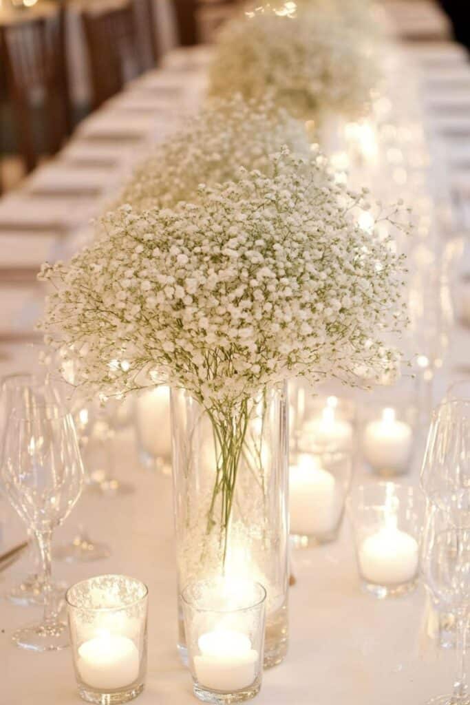 white baby breaths for wedding centerpieces