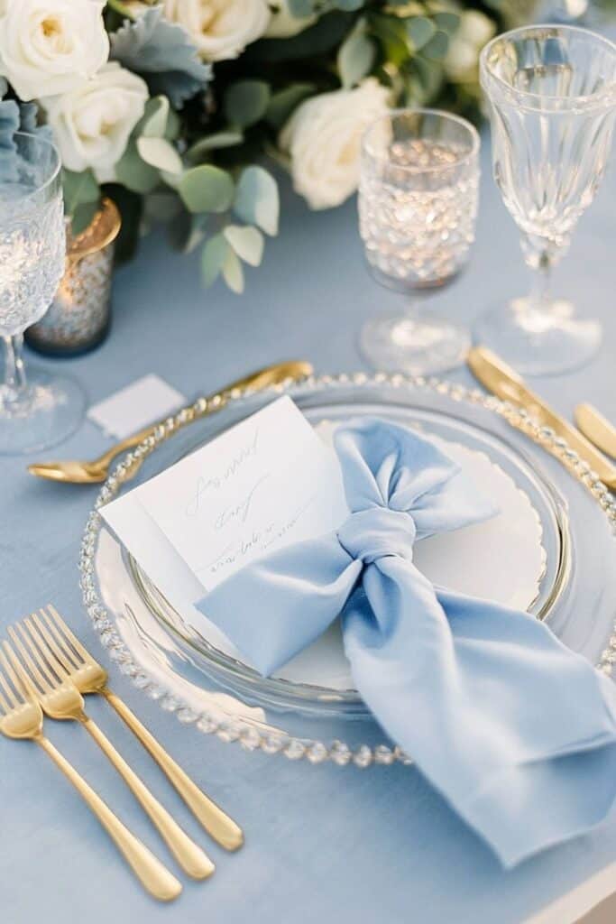 dusty blue wedding napkins