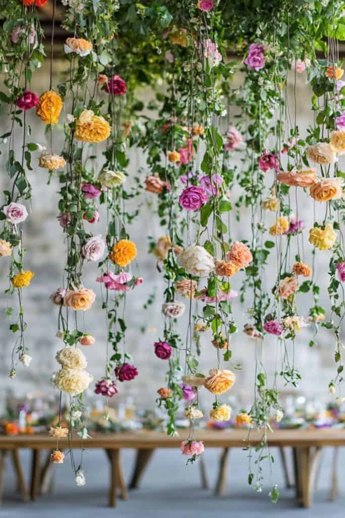 floral garland backdrop for bridal shower 