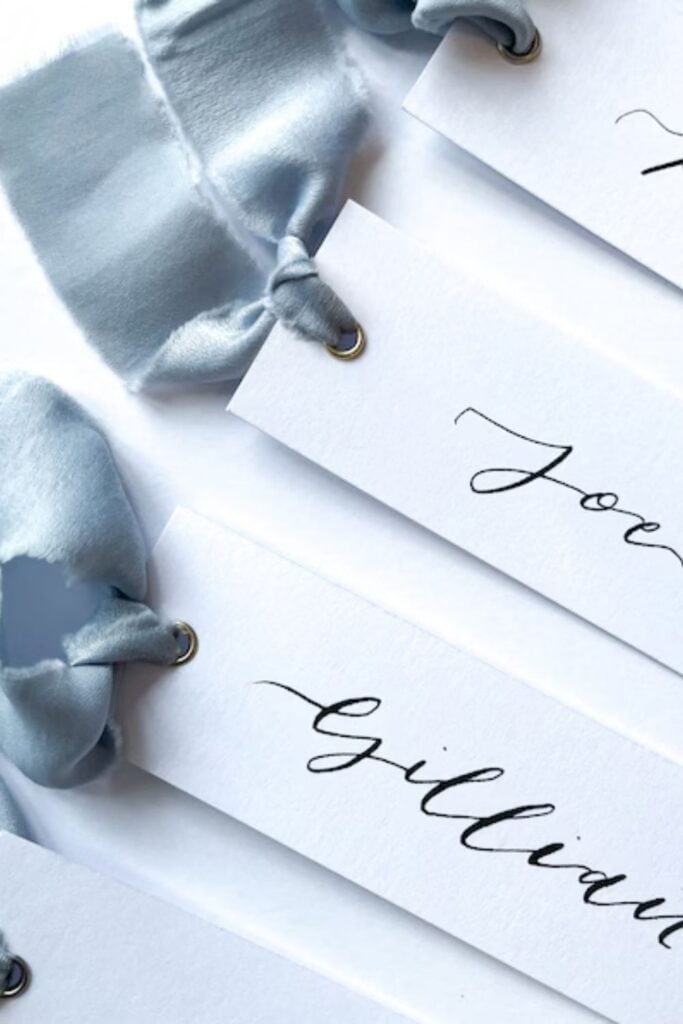 dusty blue  place card signs 