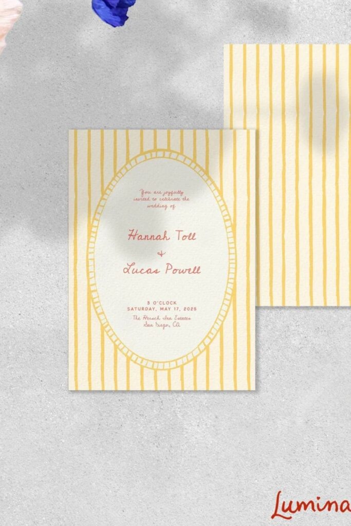 yellow wedding invties
