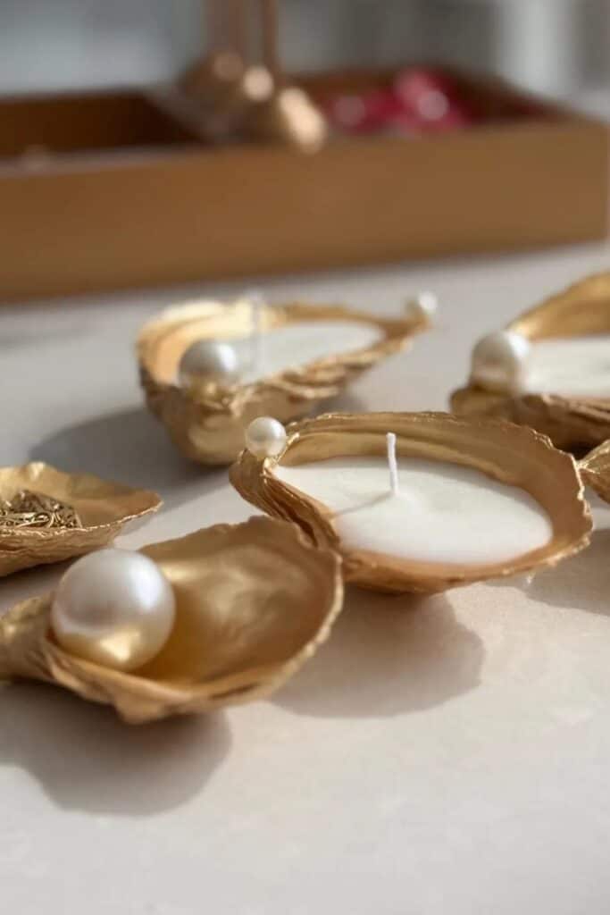 gold oyster candles - yellow wedding ideas