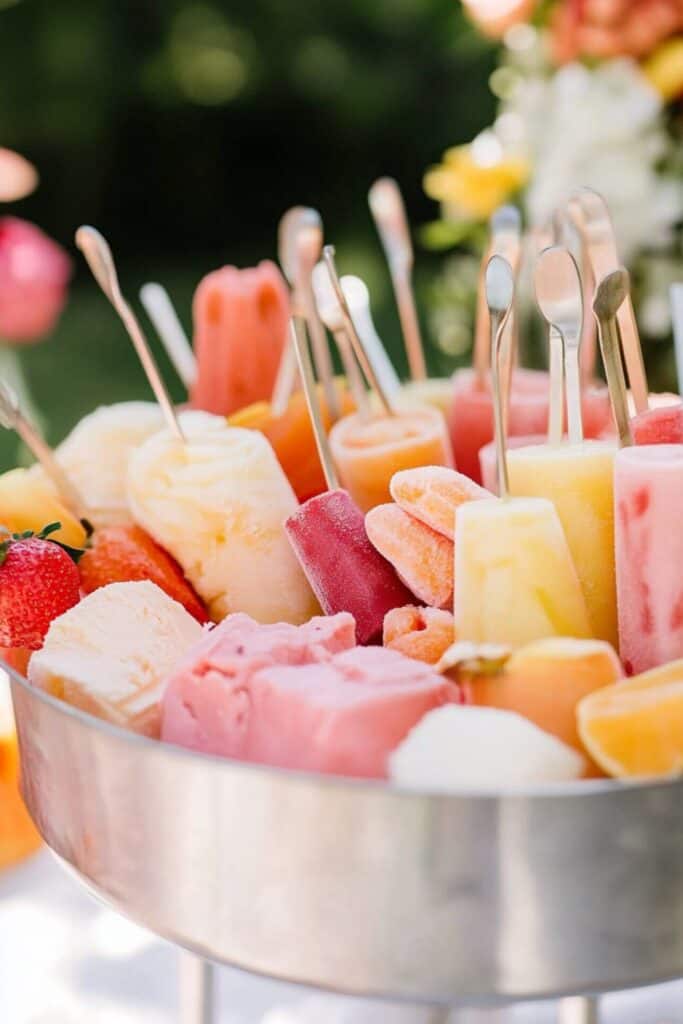 sorbet bar at summer wedding 