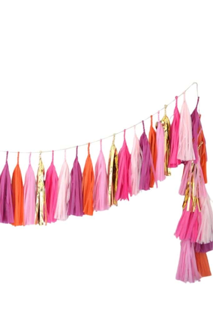 pink and orange tassel banner 