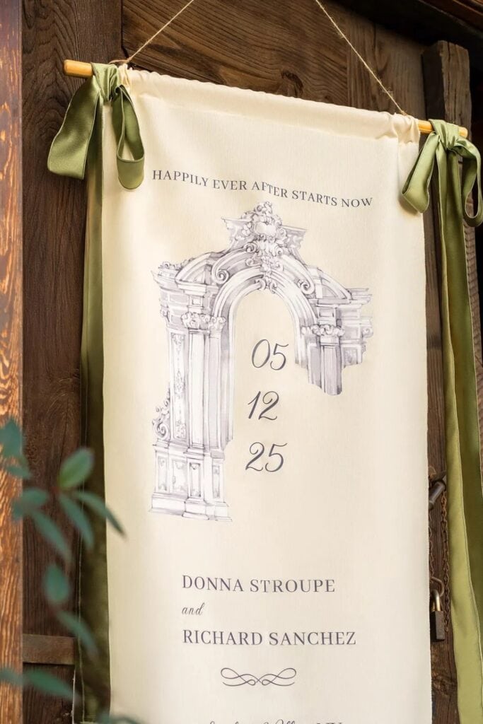 yellow linen welcome signs 