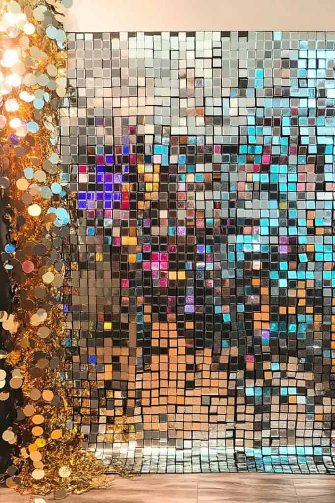 disco photo backdrop for DIY Wedding Photo booth