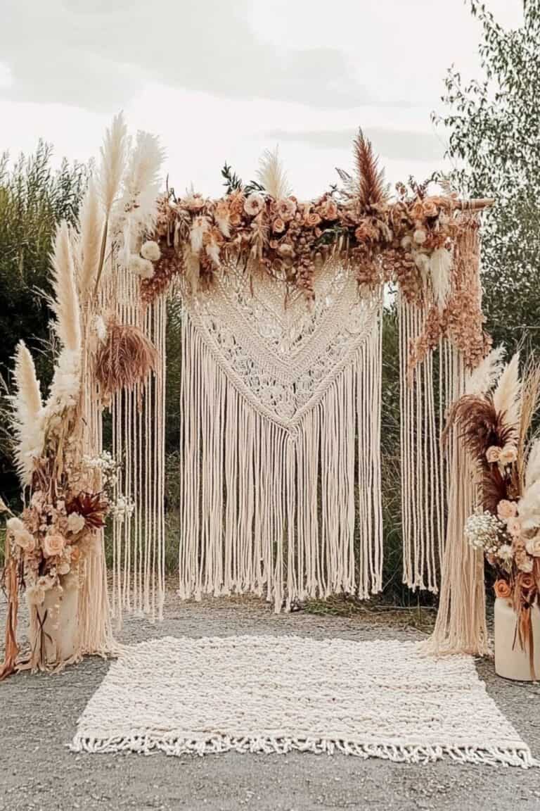 macrame wedding ceremony arch ideas