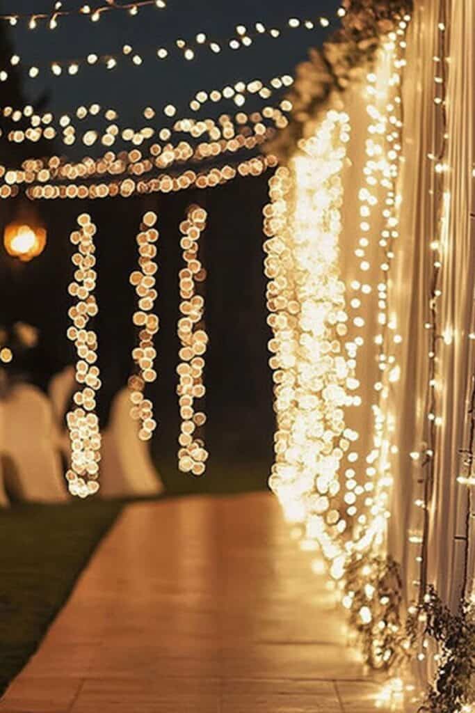 curtain fairy lights wedding