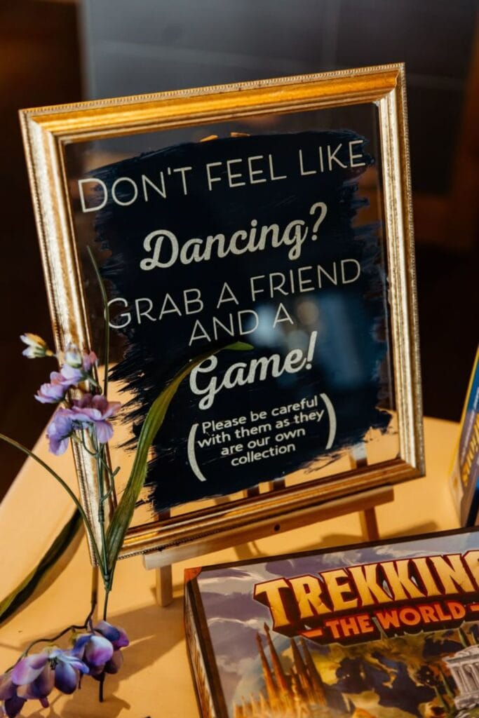 board games at outdoor wedding