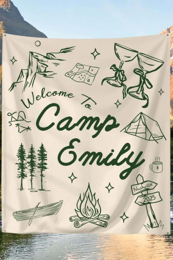 camp wedding sign