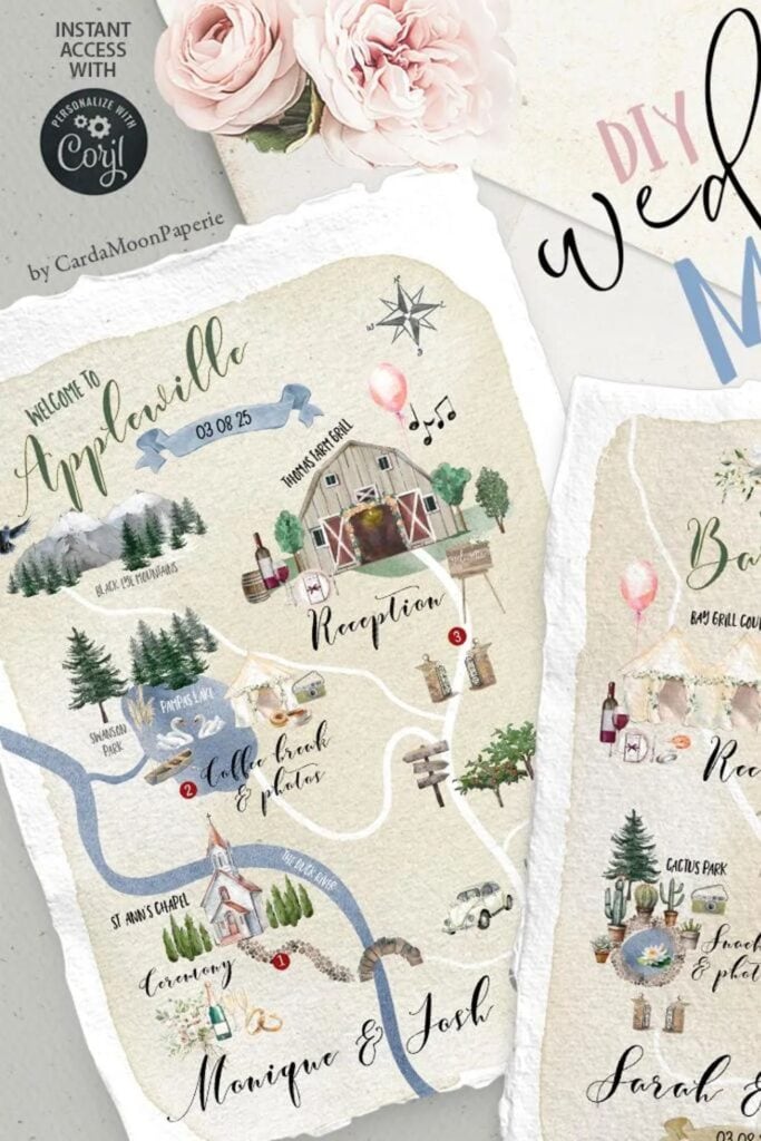 wedding map illustration