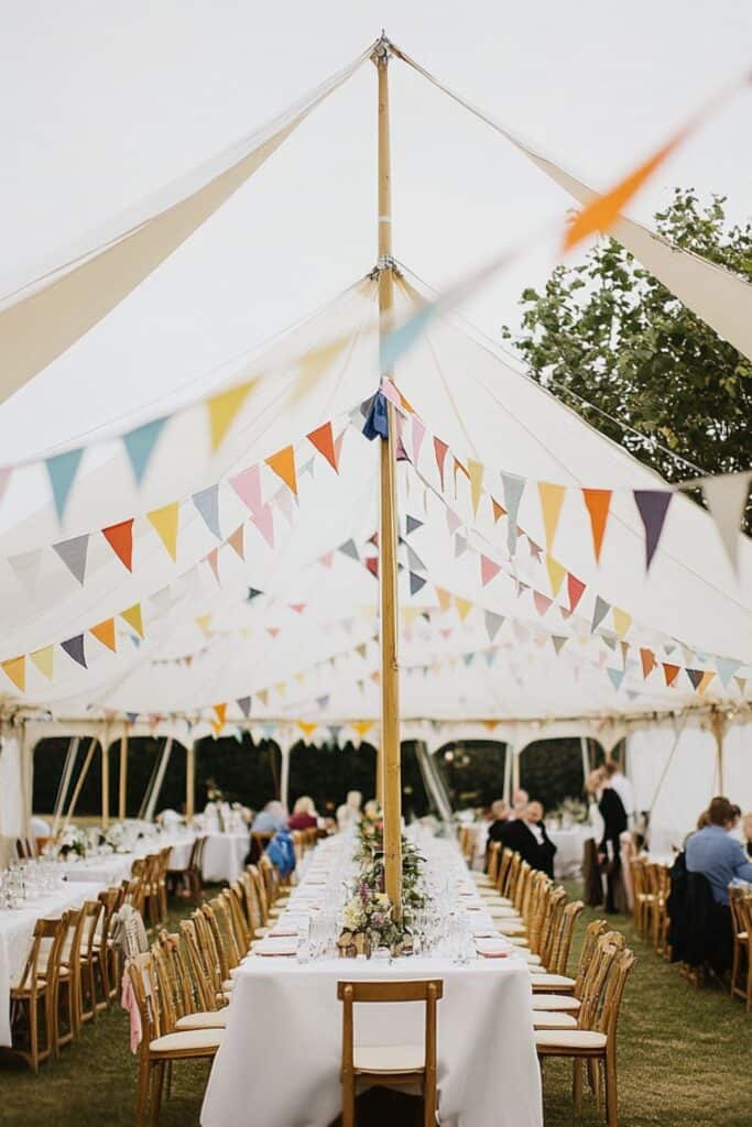 flag bunting camp wedding