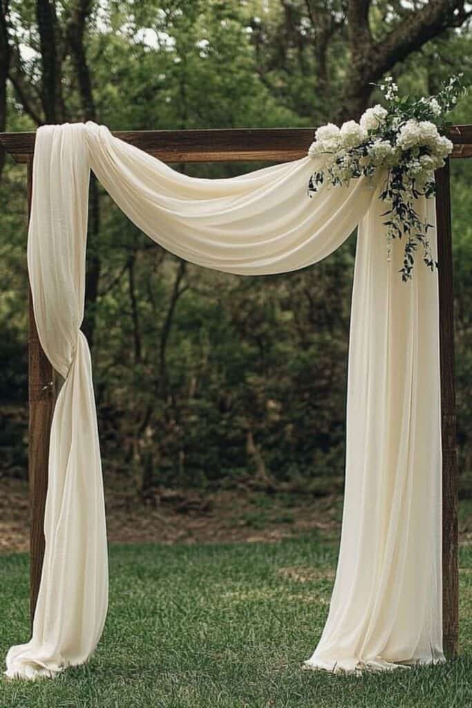 cloth drape wedding ceremony arch