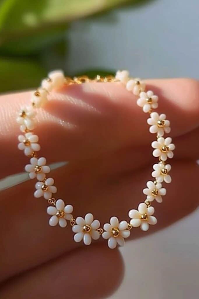 daisy bracelet making- summer crafts for adults