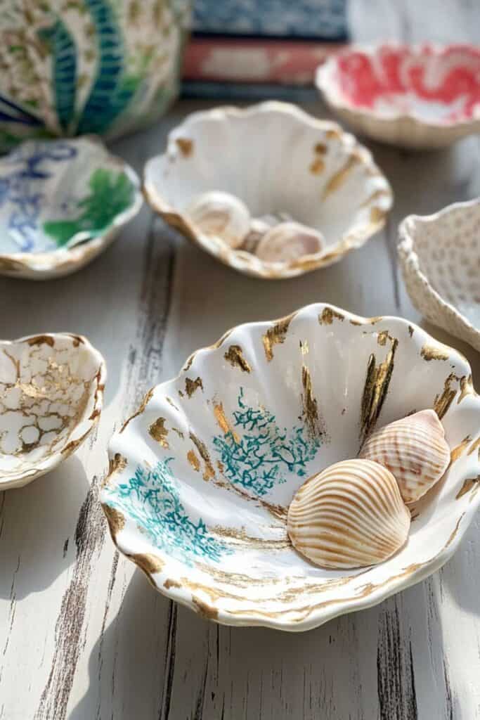 seashell jewellery dish - summer crafts